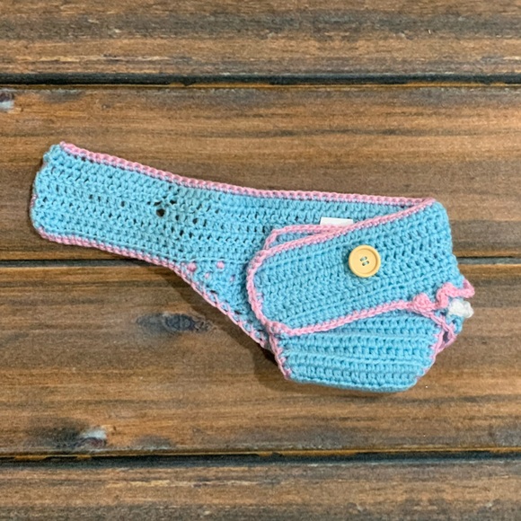 So’Dorable Pink & Blue 3-piece Crochet Owl Set - hat/diaper cover/booties 0-6mo - Picture 7 of 15